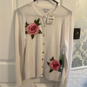 White Floral Embroidered Sweater